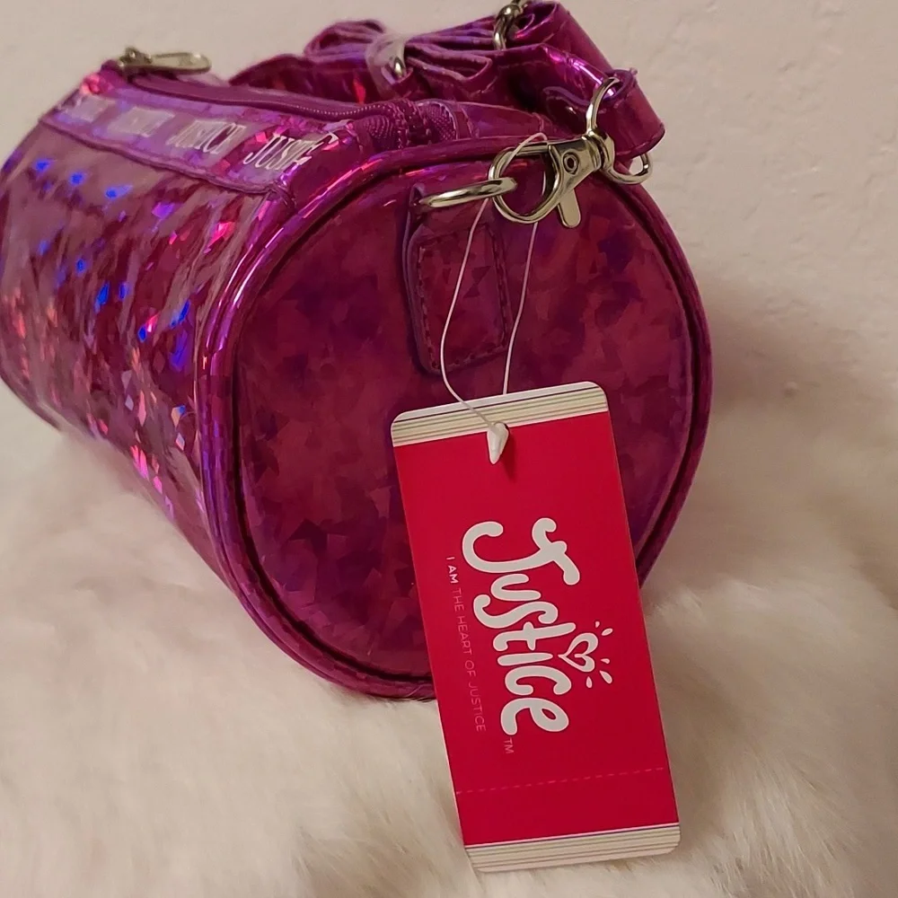 Girls Justice Crossbody Barrel Bag with Adjustable Strap & 2 Charms